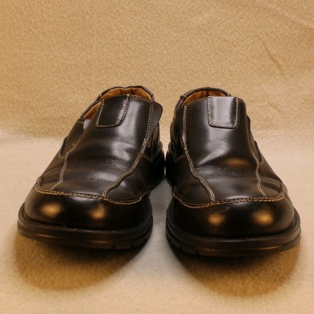 Dockers Mens Loafers 8.5M Black Leather Slip On Shoes Minimalist Preppy Business